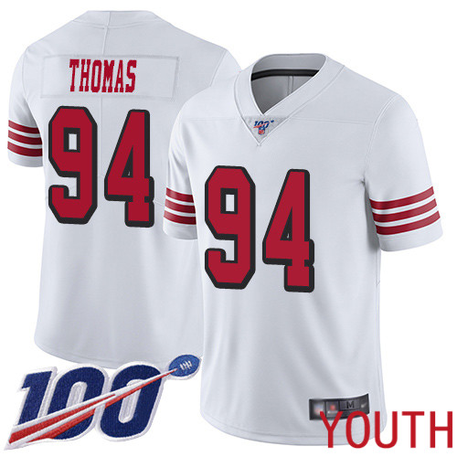 San Francisco 49ers Limited White Youth Solomon Thomas NFL Jersey #94 100th Season Vapor Untouchable Rush->women nfl jersey->Women Jersey
